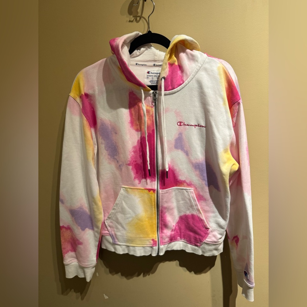 Champion full-zip tie-dye hoodie. Size Large - GUC